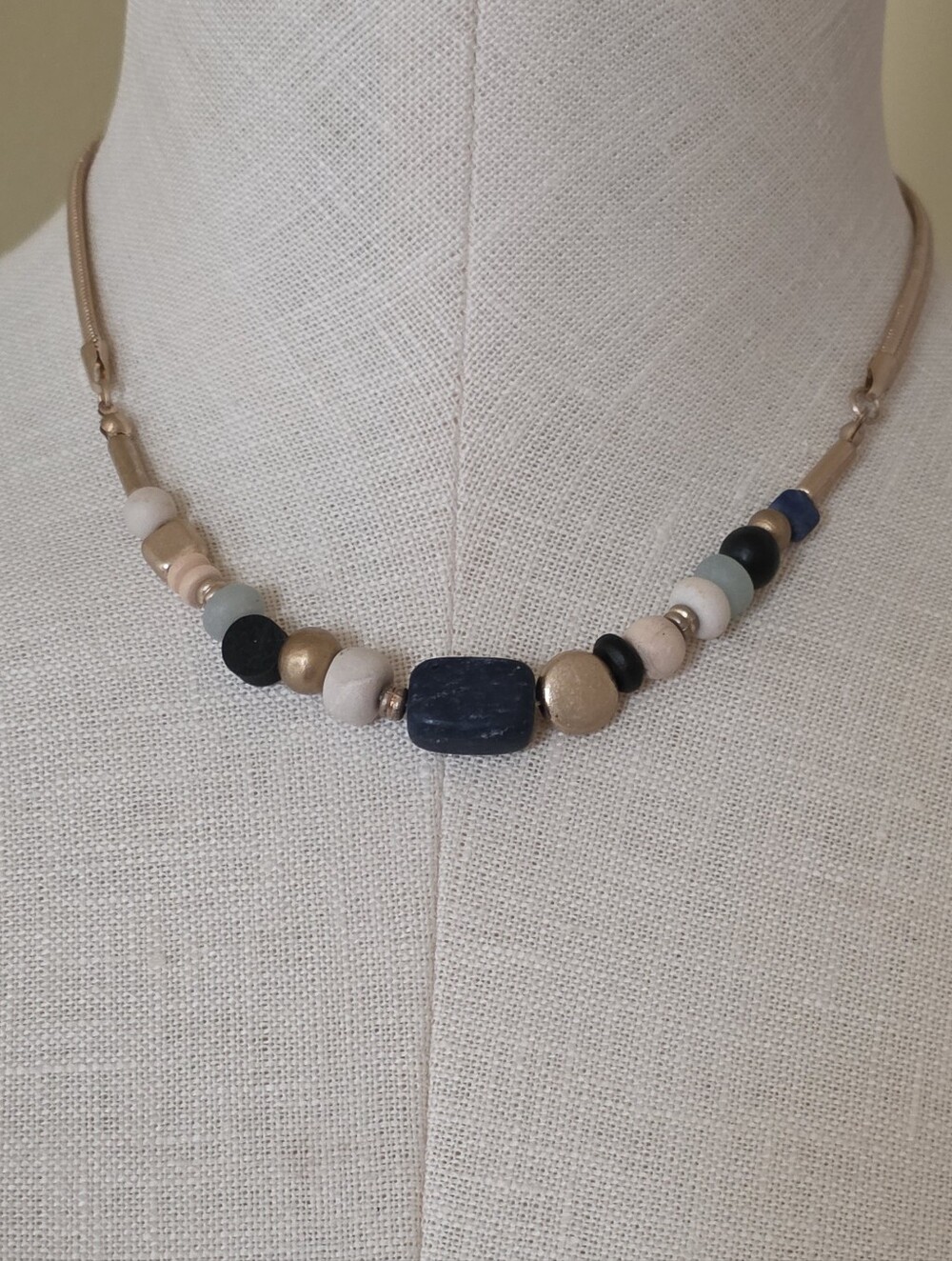 Semi Precious Gemstone Beaded Necklace Snake Chain Universal Thread